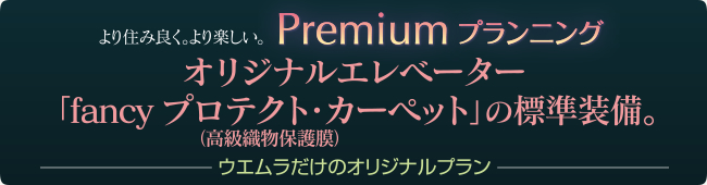 premium planningプレミアムプランニング オリジナルエレベーター「fancy プロテクト・カーペット（高級織物保護膜）」の標準装備